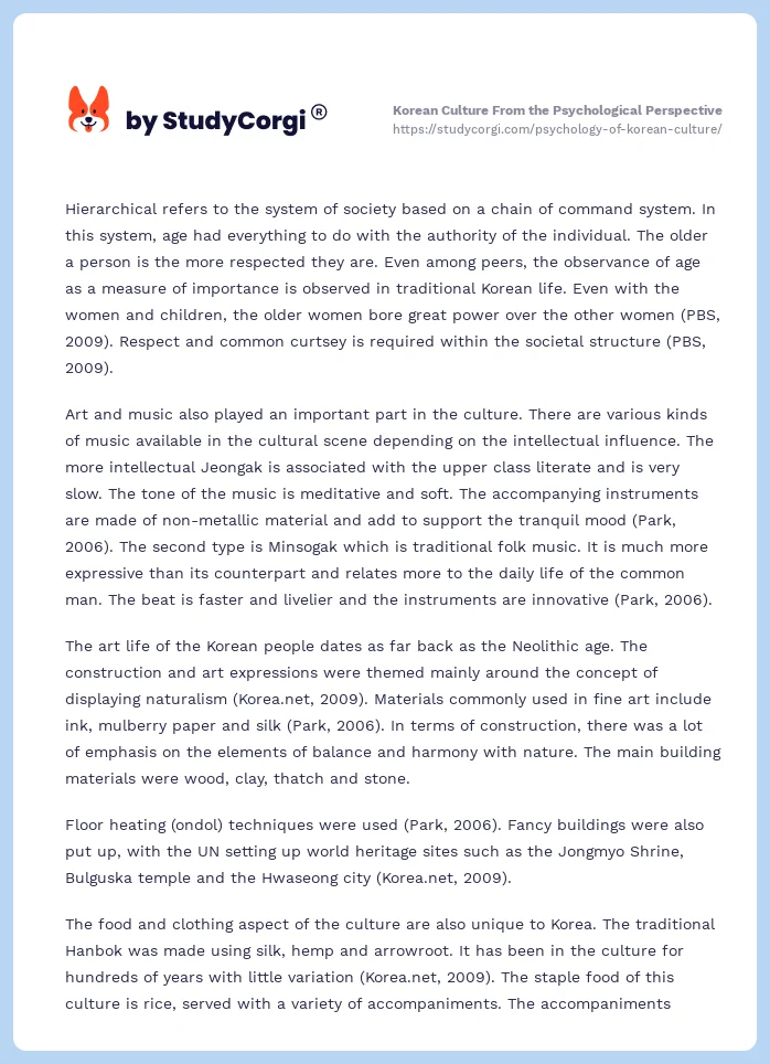 Korean Culture From the Psychological Perspective. Page 2