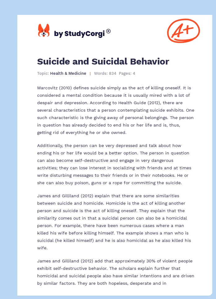 Suicide and Suicidal Behavior. Page 1