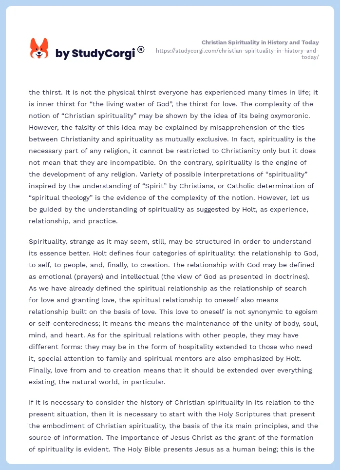 Christian Spirituality in History and Today. Page 2
