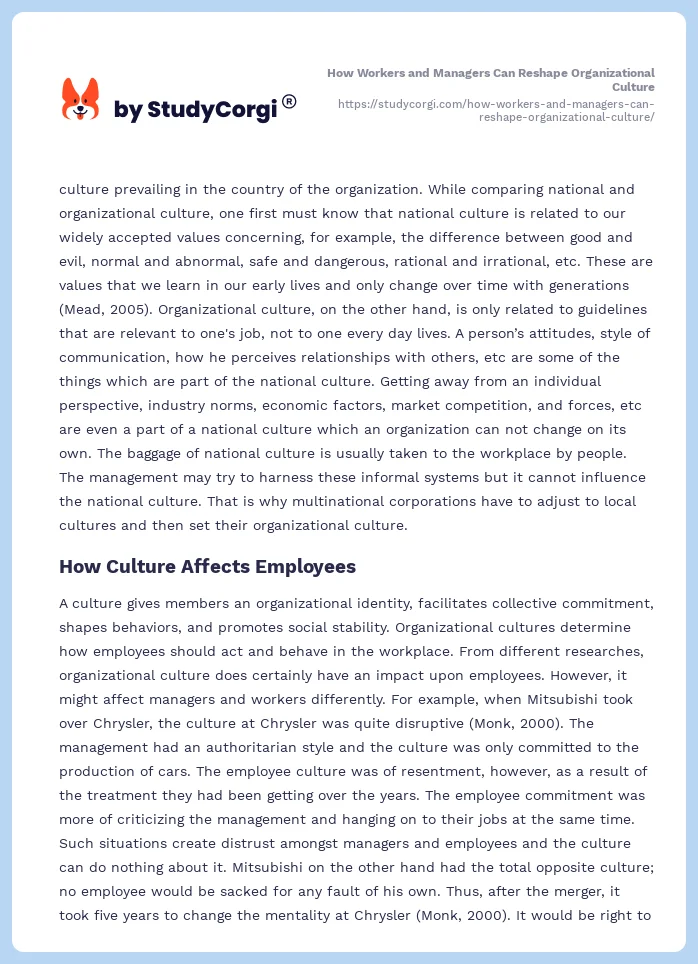 How Workers and Managers Can Reshape Organizational Culture. Page 2