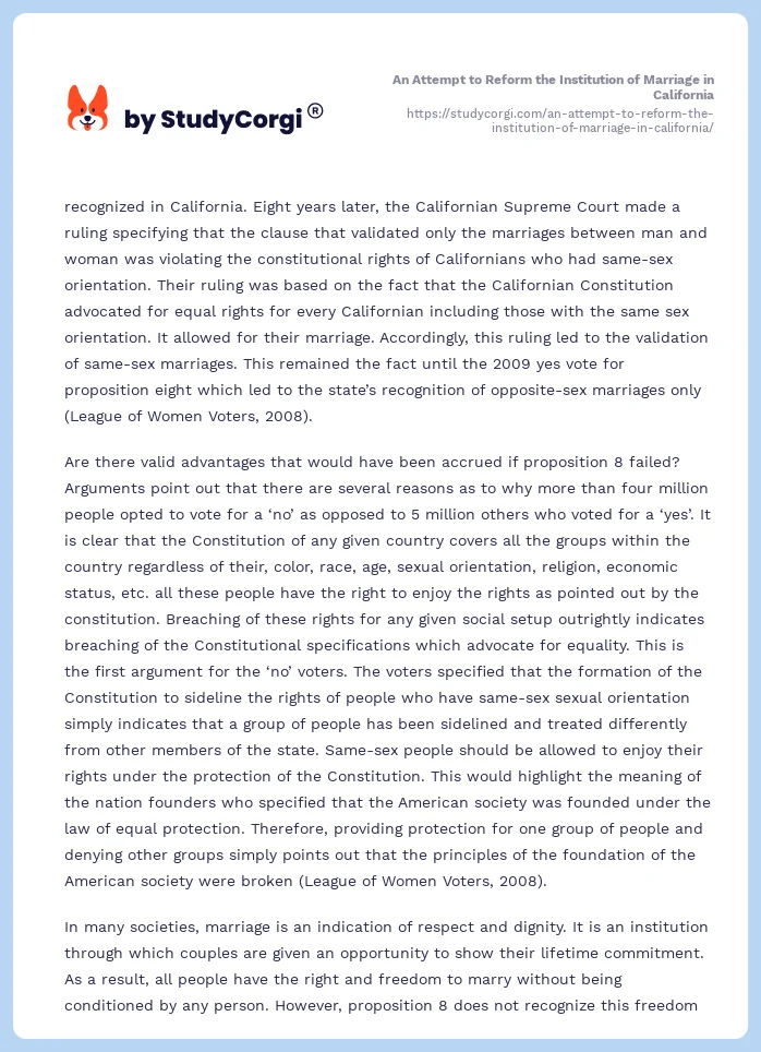 An Attempt to Reform the Institution of Marriage in California. Page 2