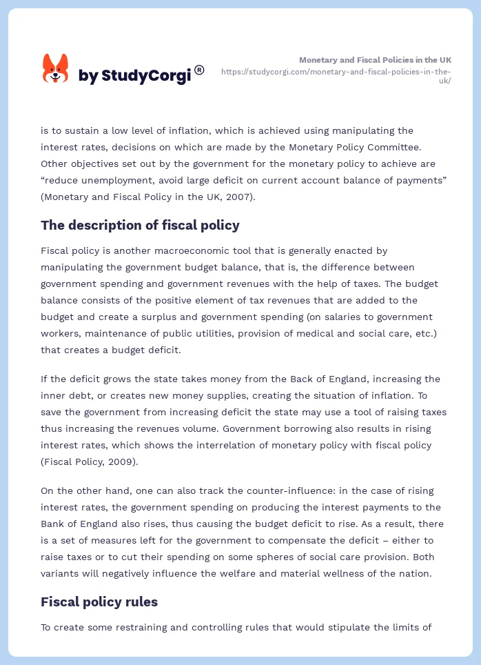 Monetary and Fiscal Policies in the UK. Page 2