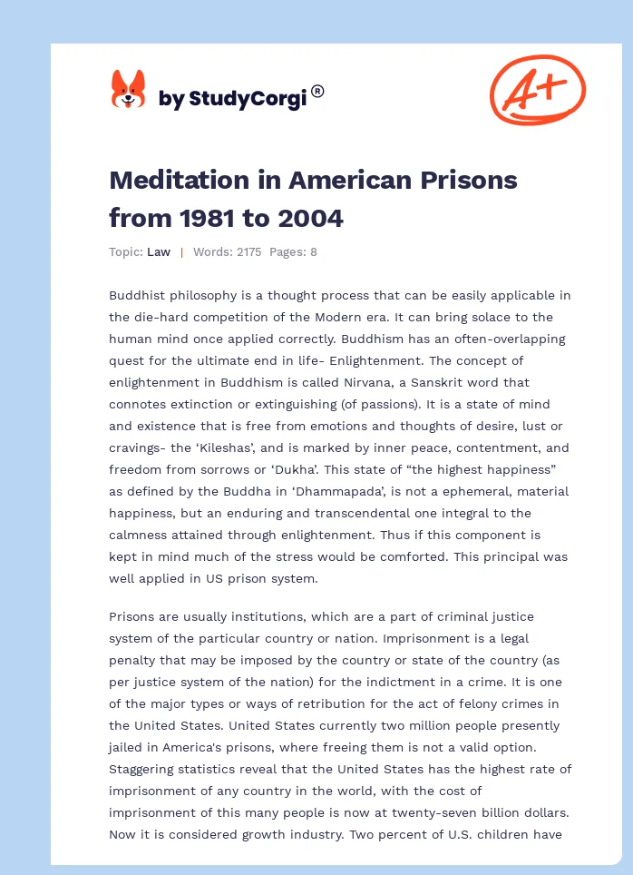 Meditation in American Prisons from 1981 to 2004. Page 1