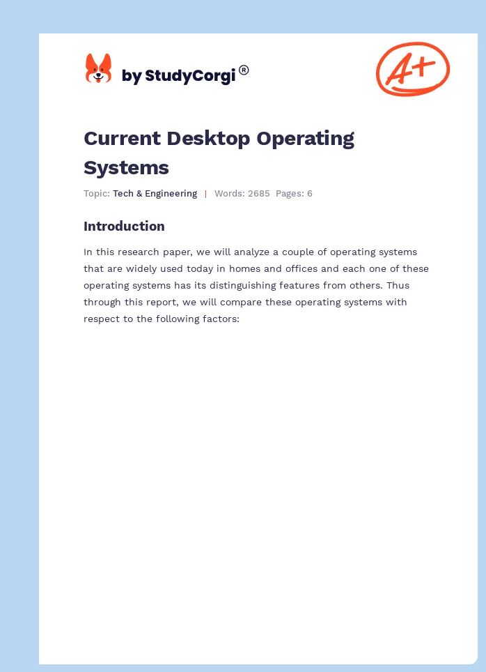 Current Desktop Operating Systems. Page 1