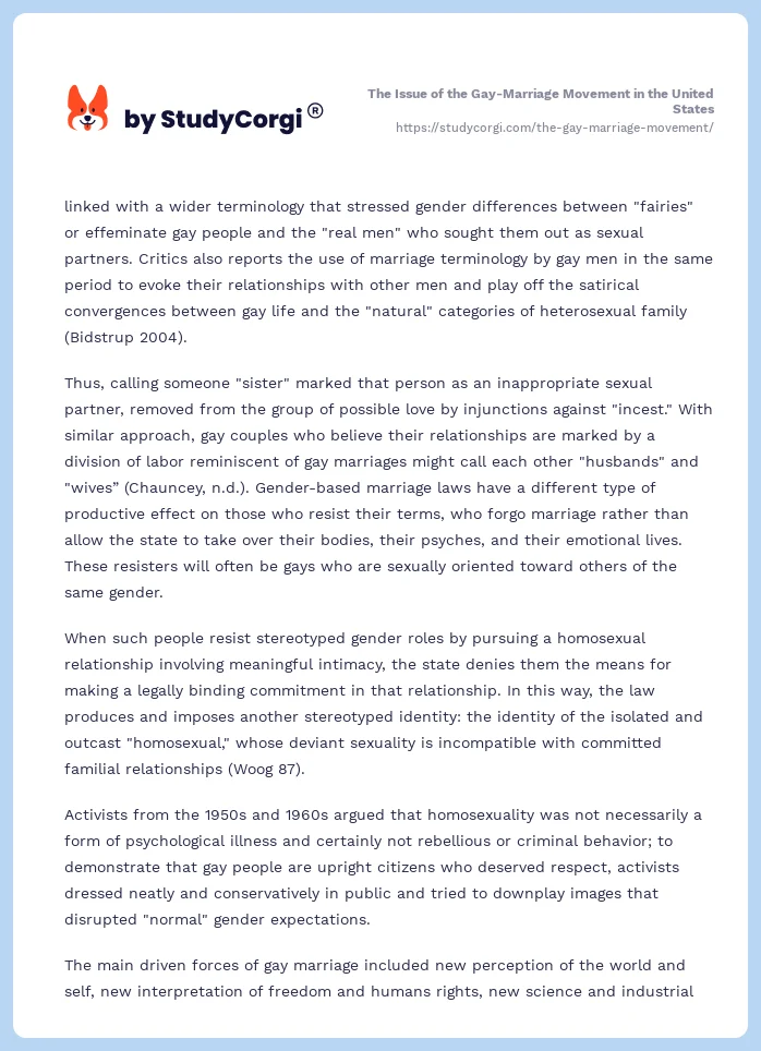 The Issue of the Gay-Marriage Movement in the United States. Page 2