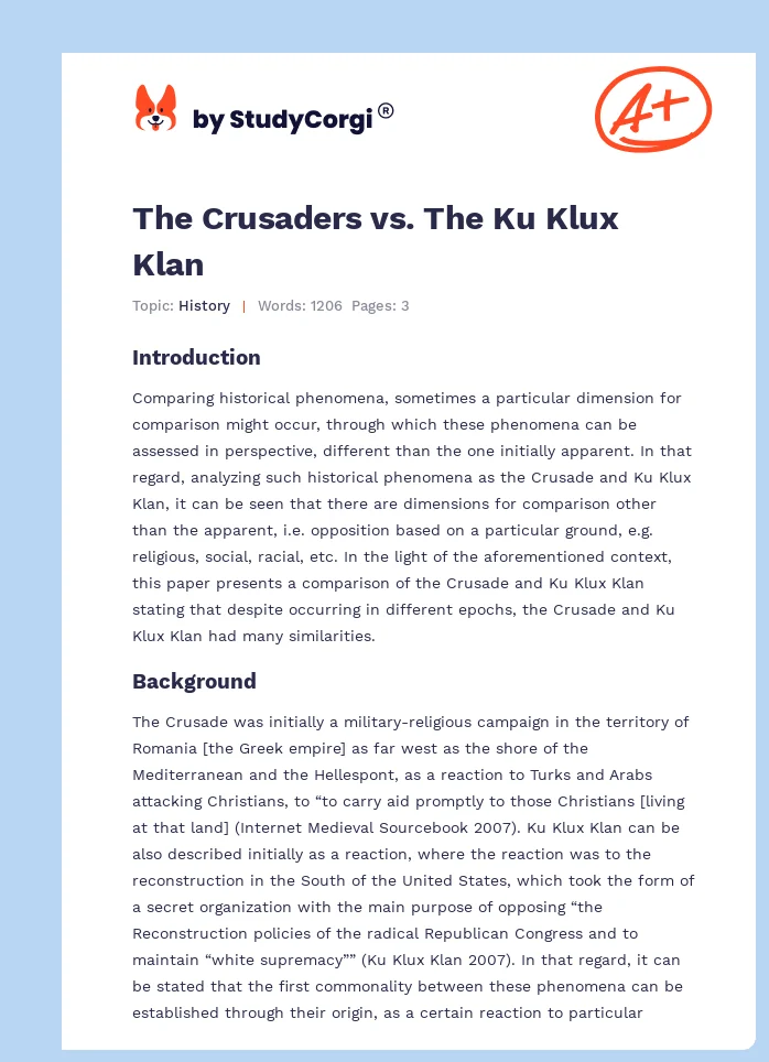 The Crusaders vs. The Ku Klux Klan. Page 1