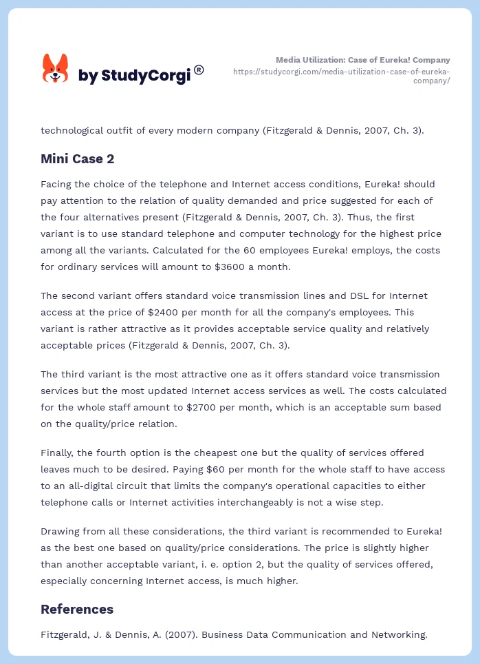 Media Utilization: Case of Eureka! Company. Page 2
