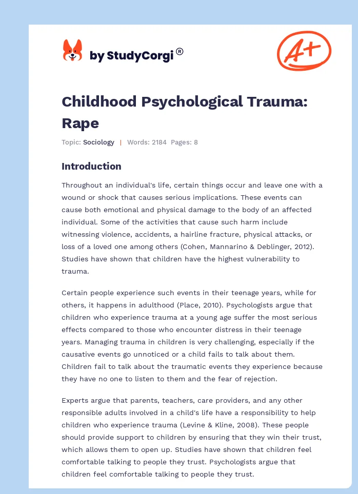 Childhood Psychological Trauma: Rape. Page 1
