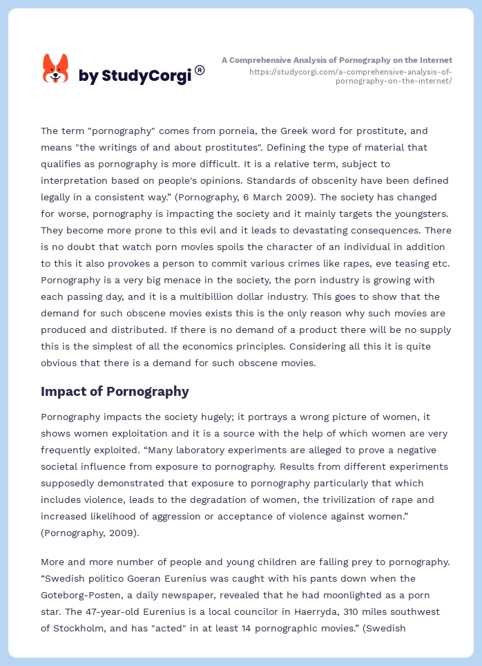 A Comprehensive Analysis of Pornography on the Internet. Page 2