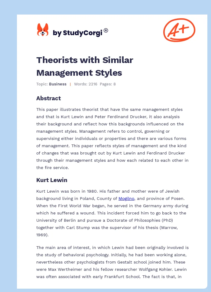 Theorists with Similar Management Styles. Page 1