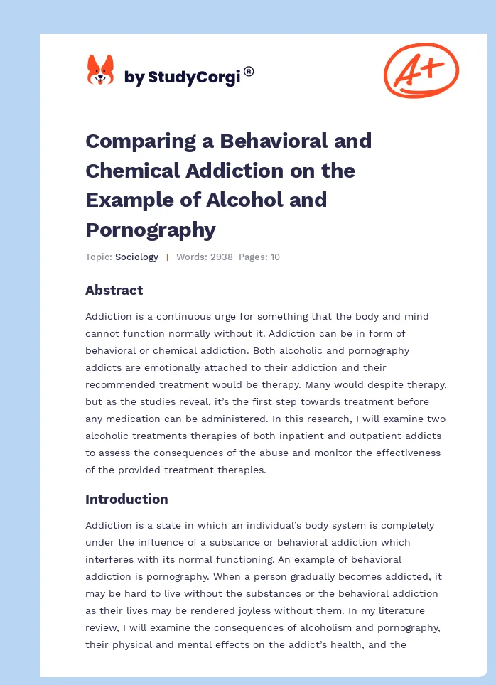 Comparing a Behavioral and Chemical Addiction on the Example of Alcohol and Pornography. Page 1