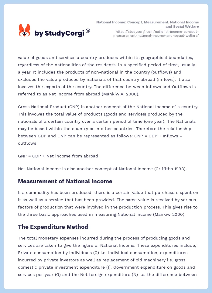 National Income: Concept, Measurement, National Income and Social Welfare. Page 2