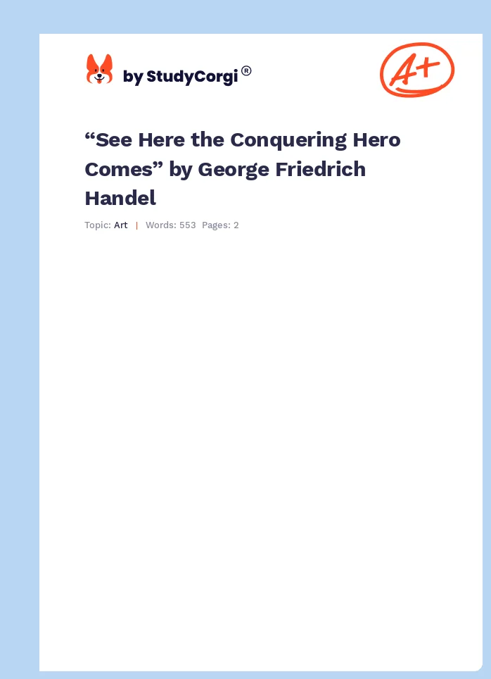“See Here the Conquering Hero Comes” by George Friedrich Handel. Page 1