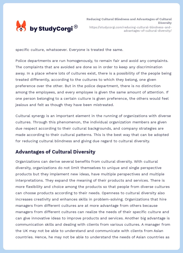 Reducing Cultural Blindness and Advantages of Cultural Diversity. Page 2