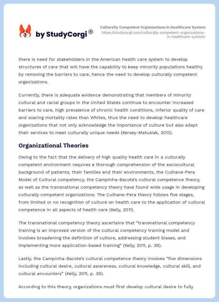Culturally Competent Organizations in Healthcare System. Page 2