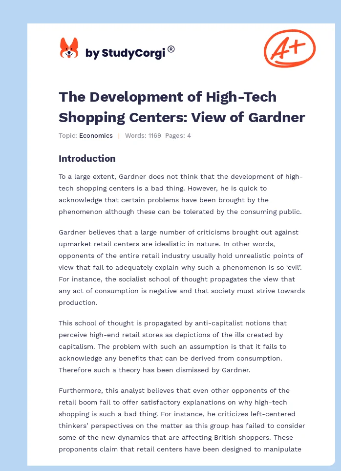 The Development of High-Tech Shopping Centers: View of Gardner. Page 1