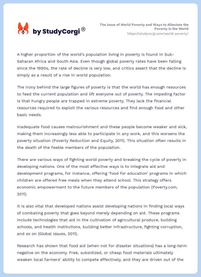 The Issue of World Poverty and Ways to Alleviate the Poverty in the World. Page 2