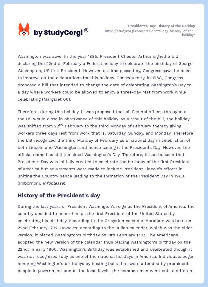 President’s Day: History of the Holiday. Page 2
