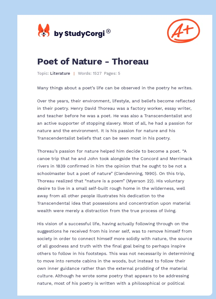 Poet of Nature - Thoreau. Page 1