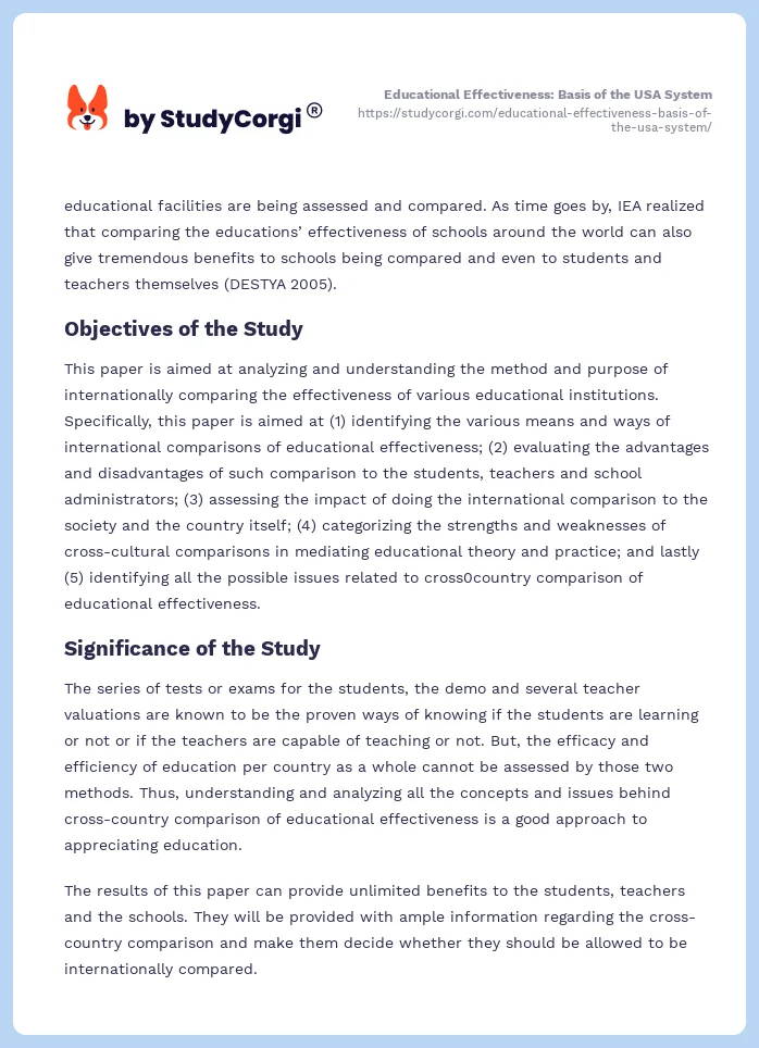 Educational Effectiveness: Basis of the USA System. Page 2