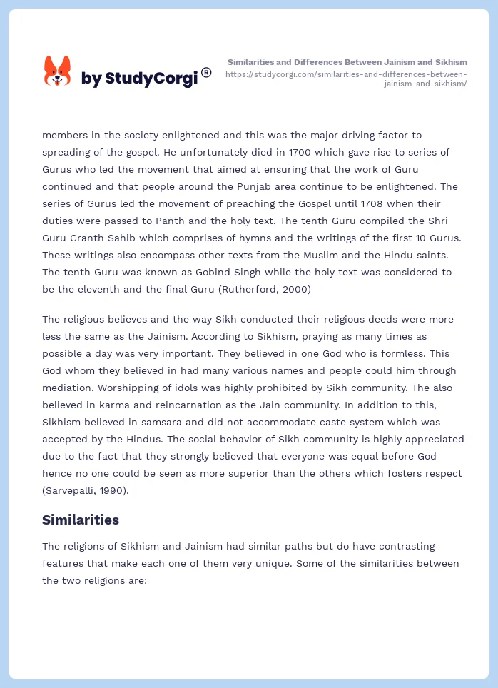 Similarities and Differences Between Jainism and Sikhism. Page 2