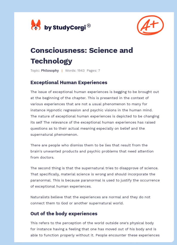 Consciousness: Science and Technology. Page 1