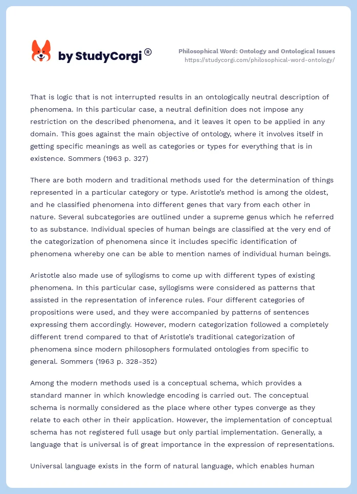 Philosophical Word: Ontology and Ontological Issues. Page 2
