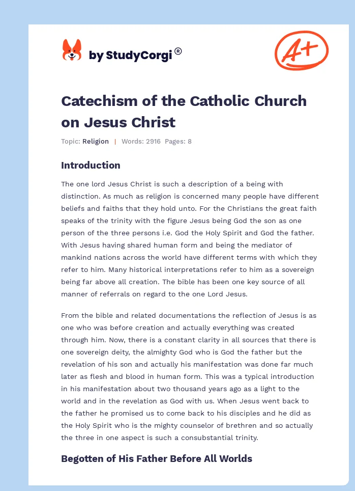 Catechism of the Catholic Church on Jesus Christ. Page 1