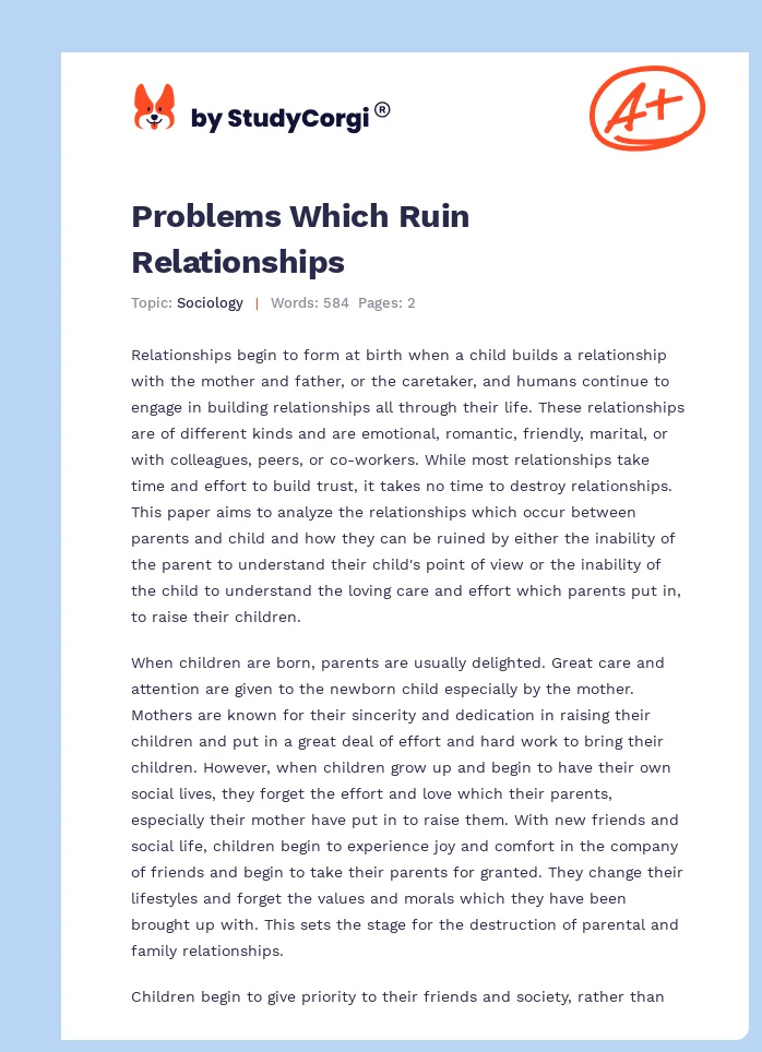 Problems Which Ruin Relationships. Page 1