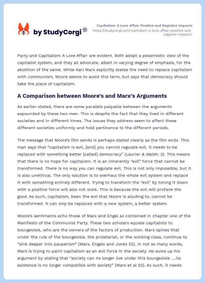 Capitalism: A Love Affair. Positive and Negative Impacts. Page 2