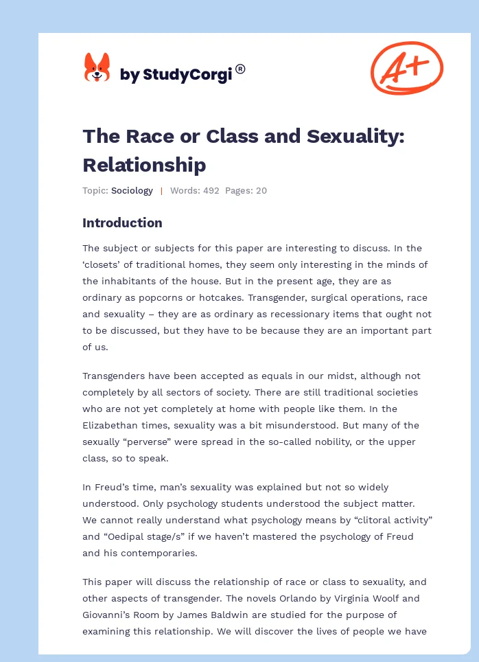 The Race or Class and Sexuality: Relationship. Page 1