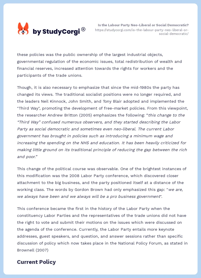 Is the Labour Party Neo-Liberal or Social Democratic?. Page 2