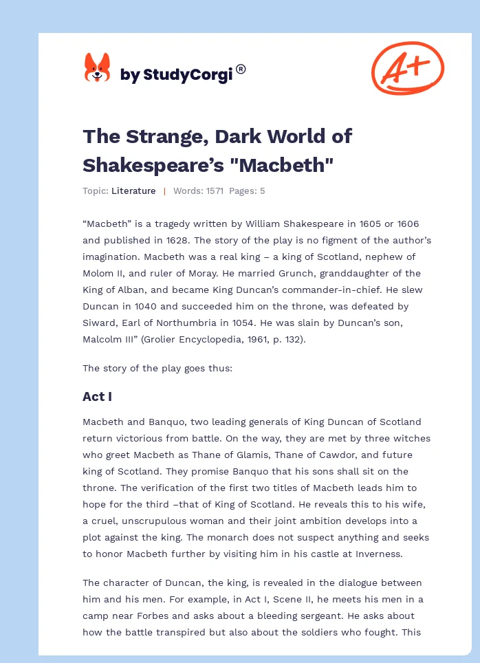 The Strange, Dark World of Shakespeare’s "Macbeth". Page 1