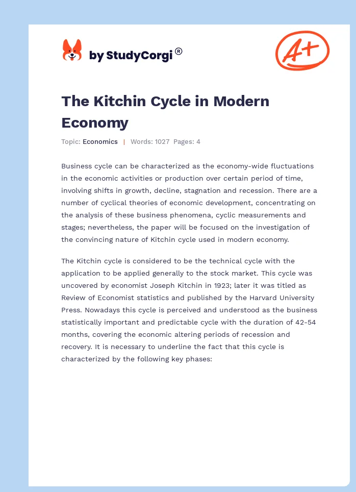 The Kitchin Cycle in Modern Economy. Page 1