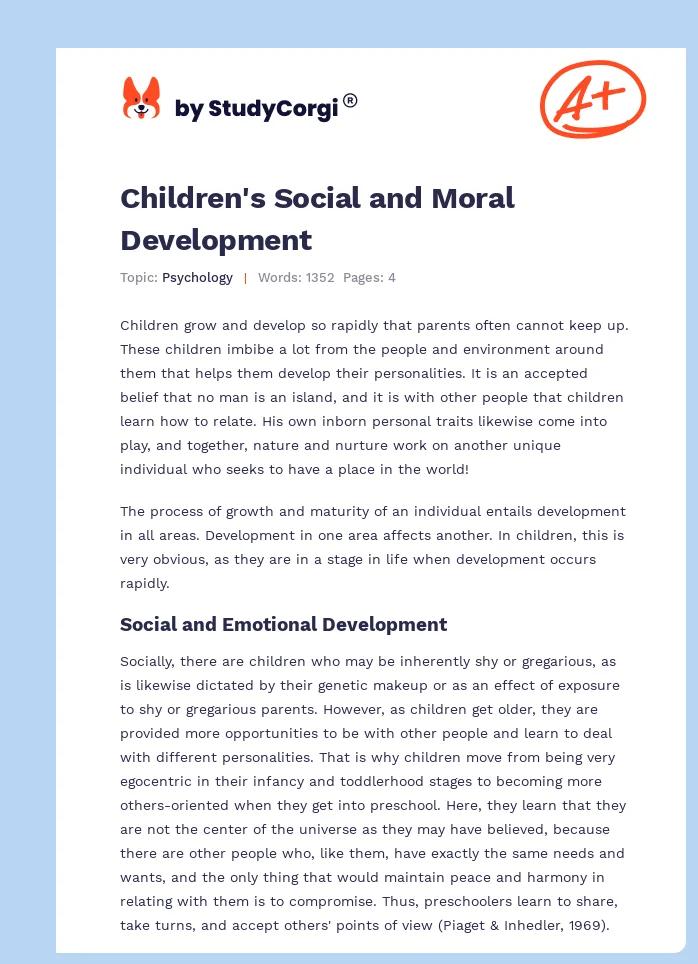 Children's Social and Moral Development. Page 1