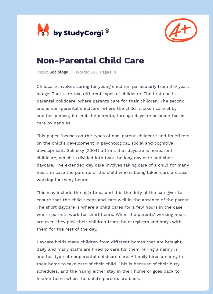 Non-Parental Child Care. Page 1