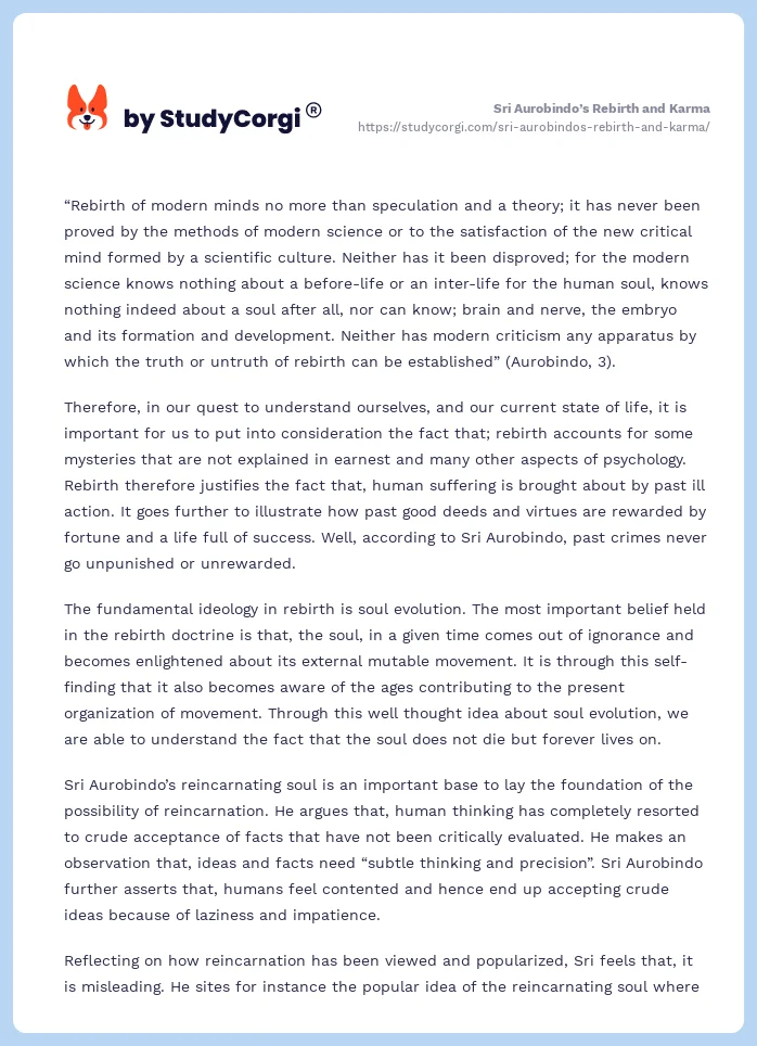 Sri Aurobindo’s Rebirth and Karma. Page 2