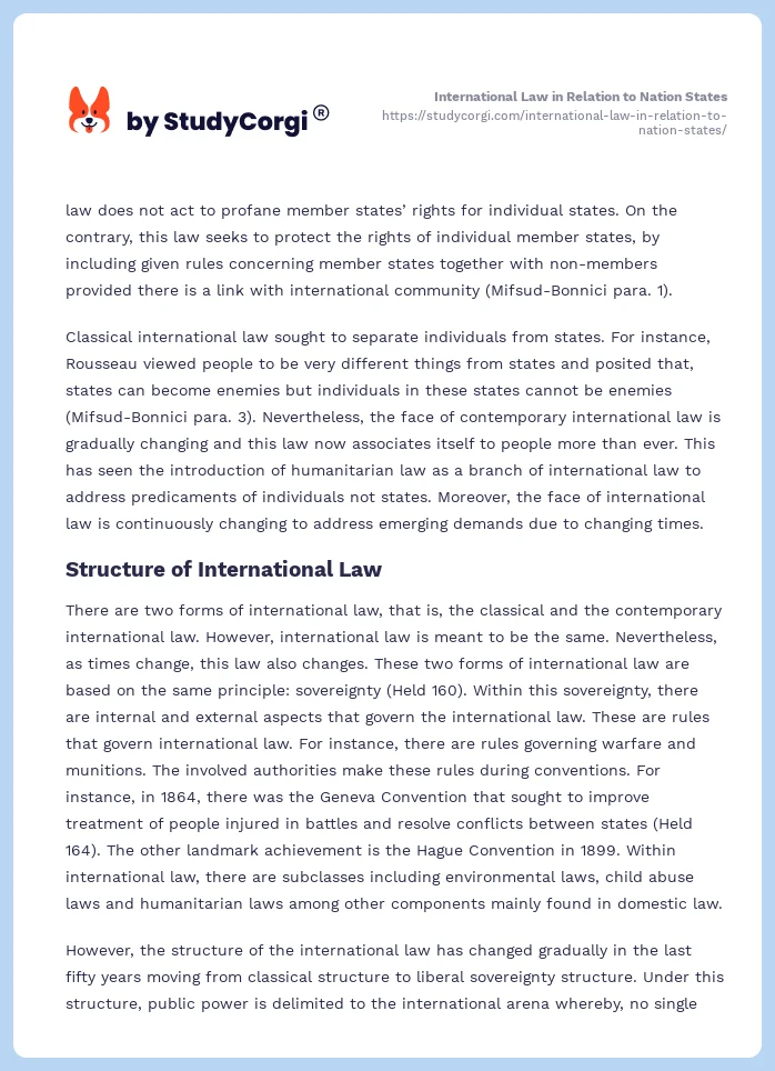 International Law in Relation to Nation States. Page 2