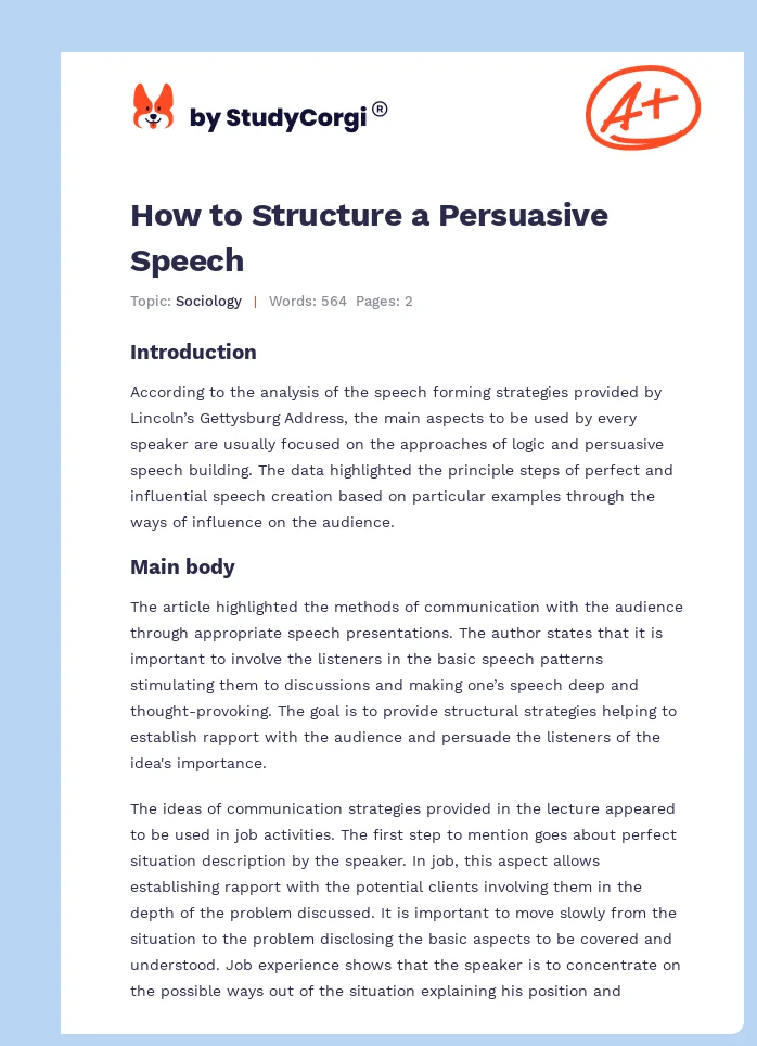 How to Structure a Persuasive Speech. Page 1