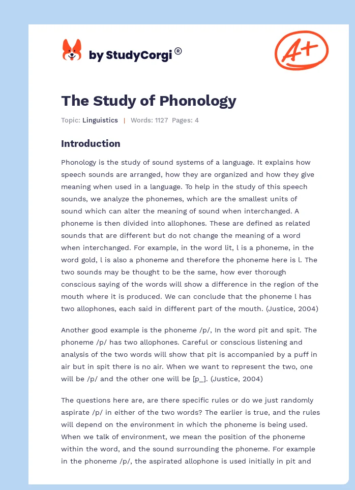 The Study of Phonology. Page 1
