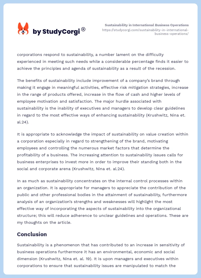 Sustainability in International Business Operations. Page 2