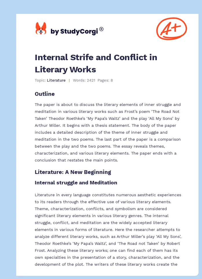 Internal Strife and Conflict in Literary Works. Page 1