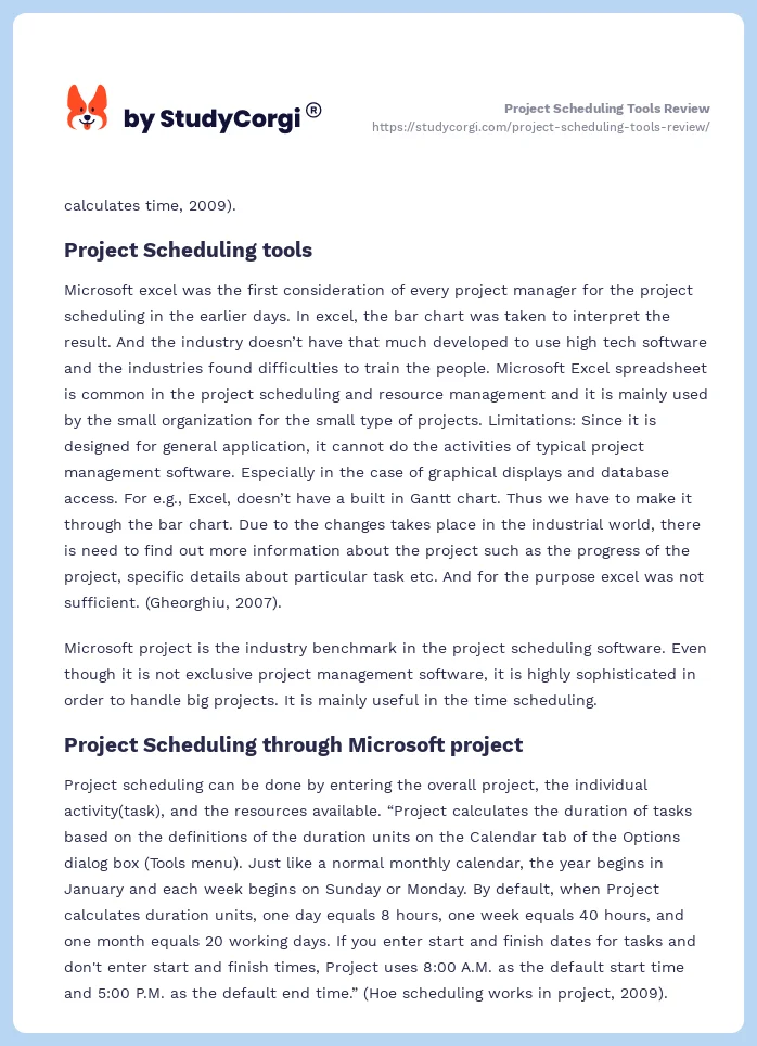 Project Scheduling Tools Review. Page 2