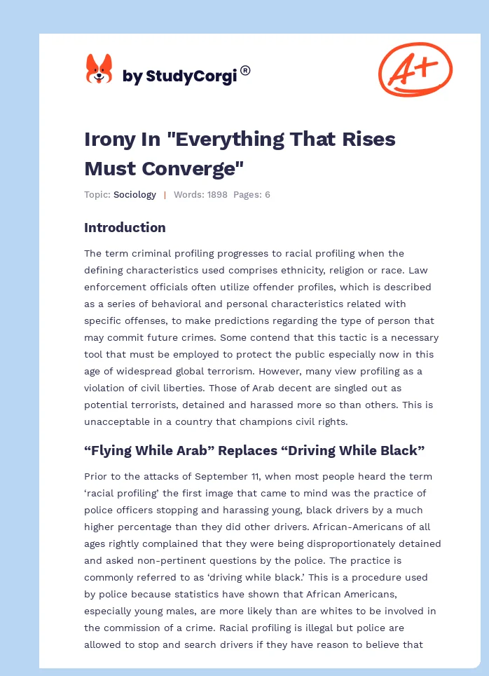 Irony In "Everything That Rises Must Converge". Page 1