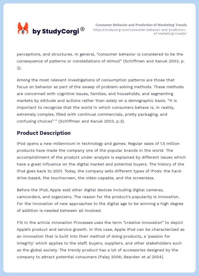 Consumer Behavior and Prediction of Marketing Treads. Page 2