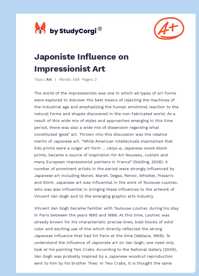 Japoniste Influence on Impressionist Art. Page 1
