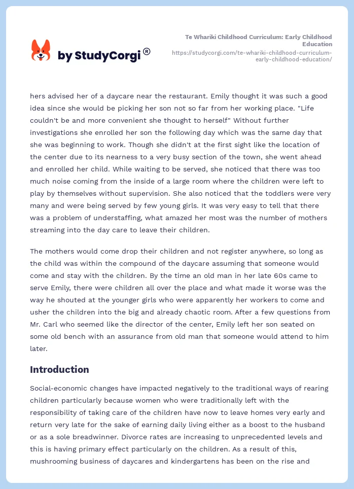Te Whariki Childhood Curriculum: Early Childhood Education. Page 2