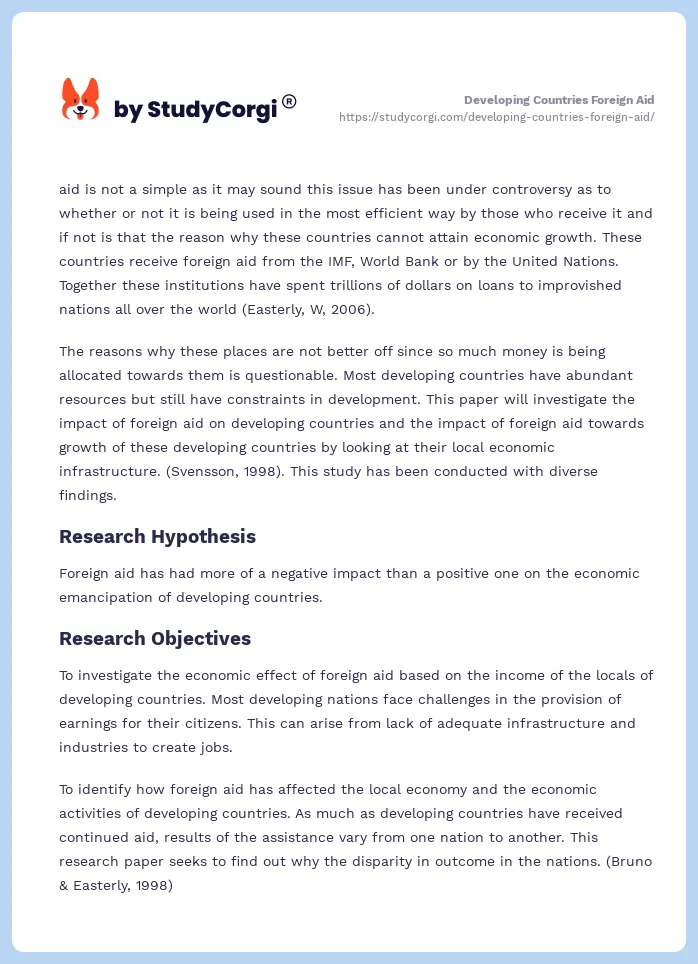 Developing Countries Foreign Aid. Page 2