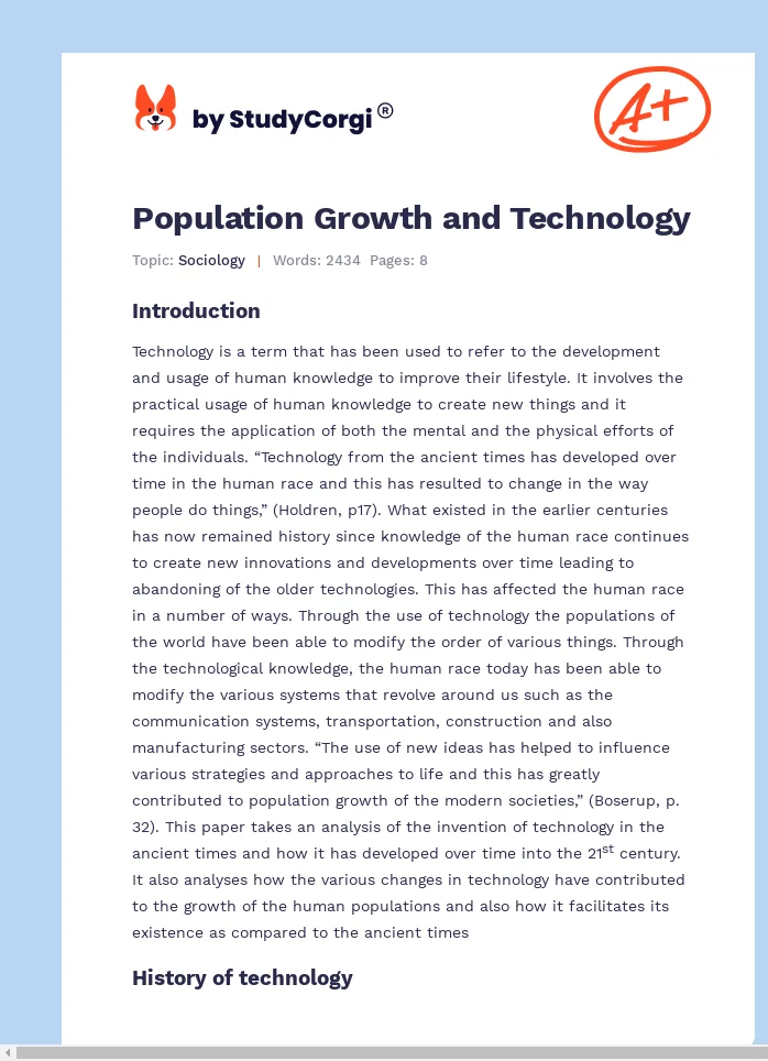 Population Growth and Technology. Page 1