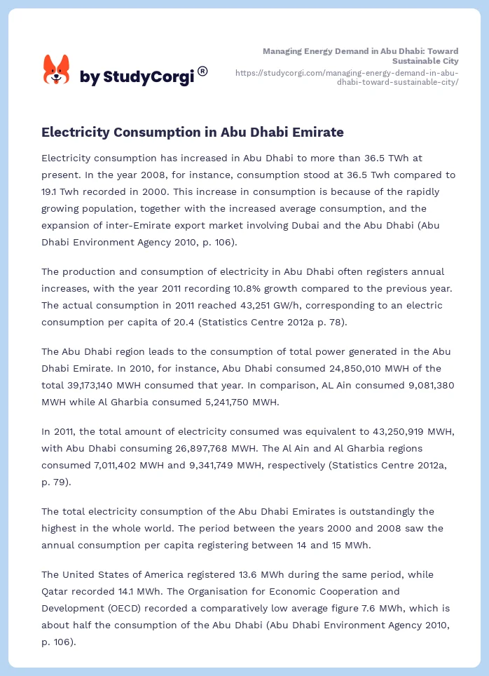 Managing Energy Demand in Abu Dhabi: Toward Sustainable City. Page 2
